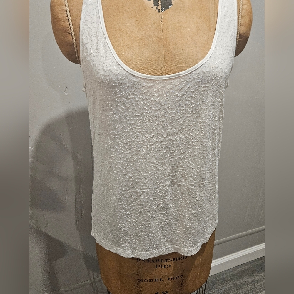 NY&C Sequin Top Shirt Sleeveless In White. Womens L
